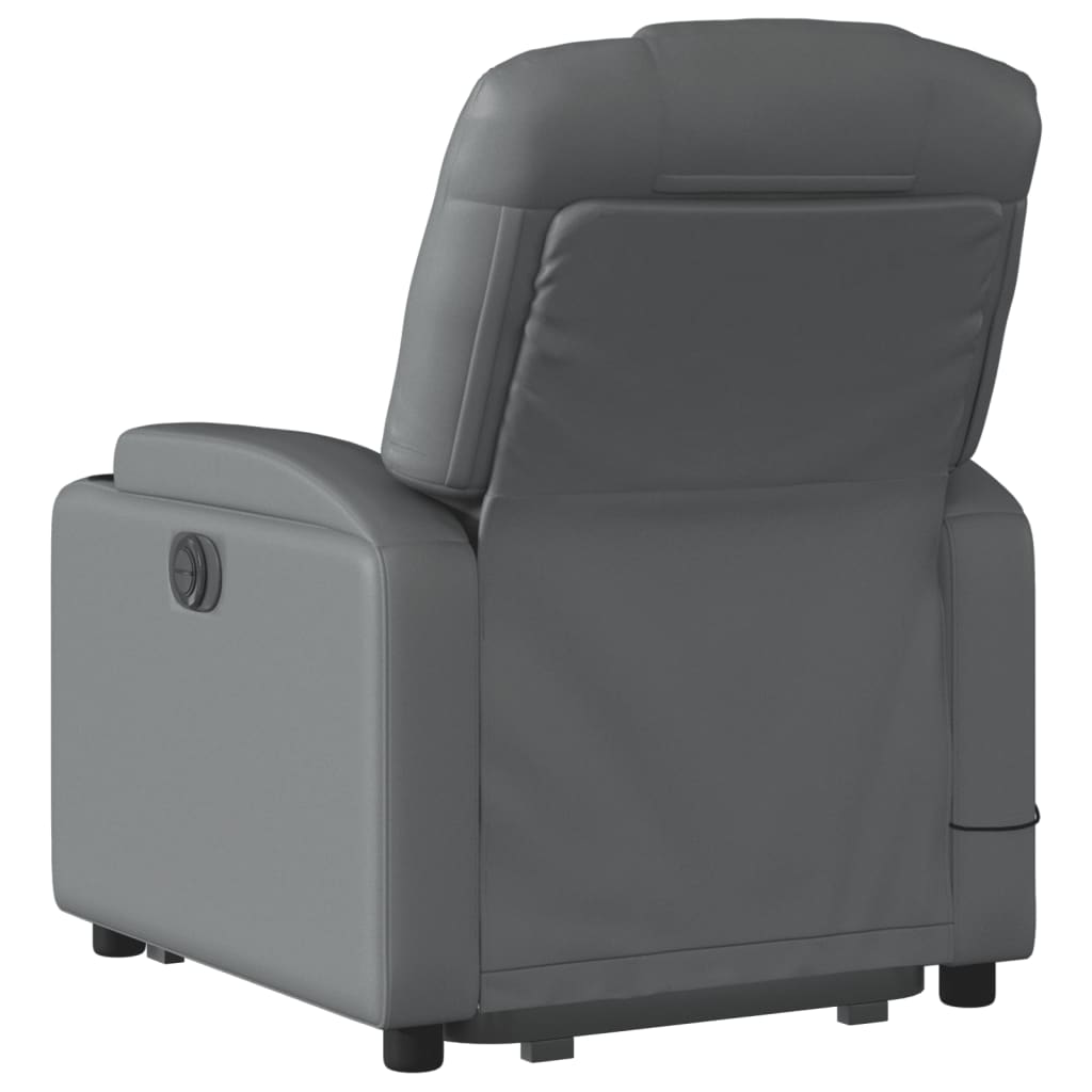 Stand up Massage Recliner Chair Gray Faux Leather