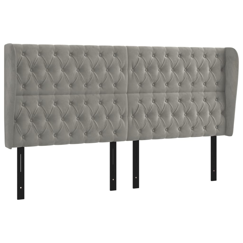 Headboard with Ears Light Gray 72"x9.1"x46.5"/50.4" Velvet