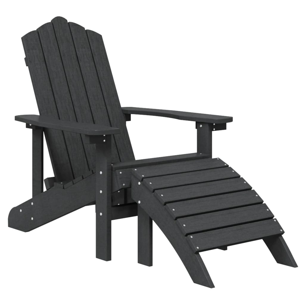 Patio Adirondack Chair with Footstool HDPE Anthracite