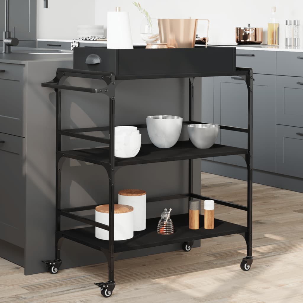 Kitchen Trolley Smoked Oak 32.1"x16.1"x36.4" Engineered Wood