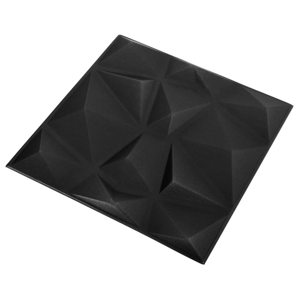 3D Wall Panels 12 pcs 19.7"x19.7" Diamond Black 32.3 ft²