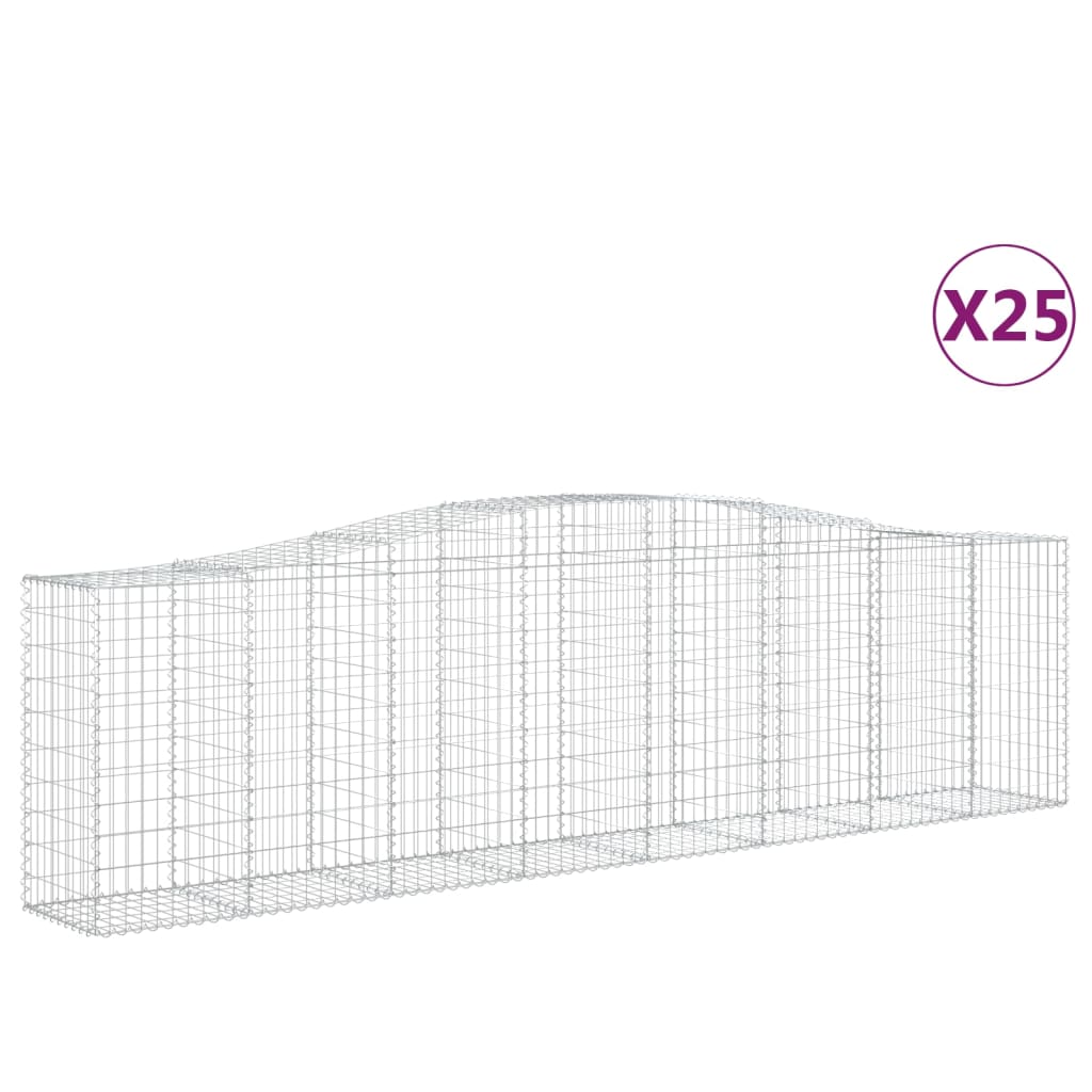 Arched Gabion Baskets 25 pcs 157.5"x19.7"x39.4"/47.2" Galvanized Iron