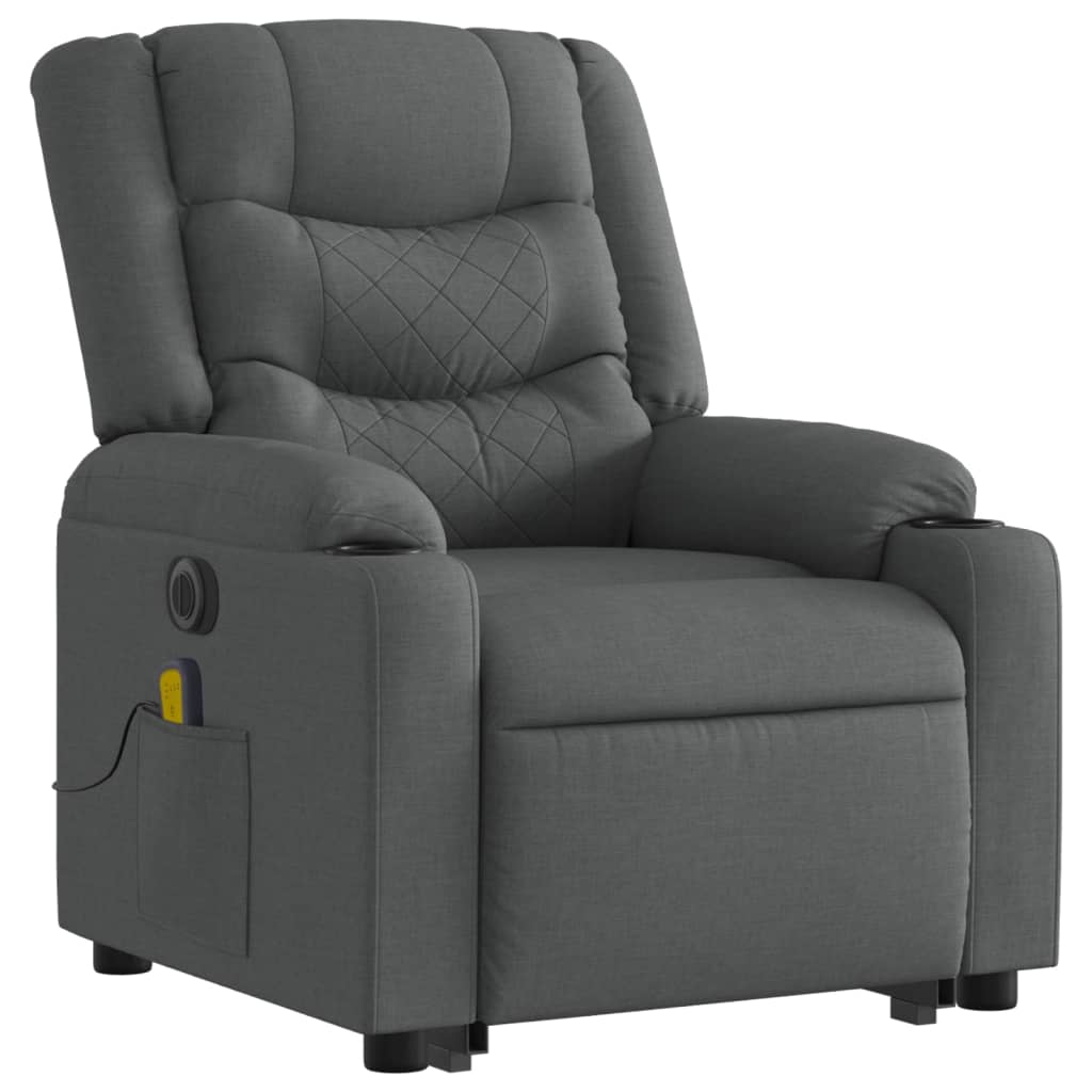 Electric Stand up Massage Recliner Chair Dark Gray Fabric