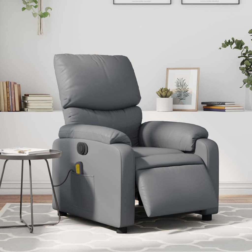 Electric Massage Recliner Chair Cream Faux Leather