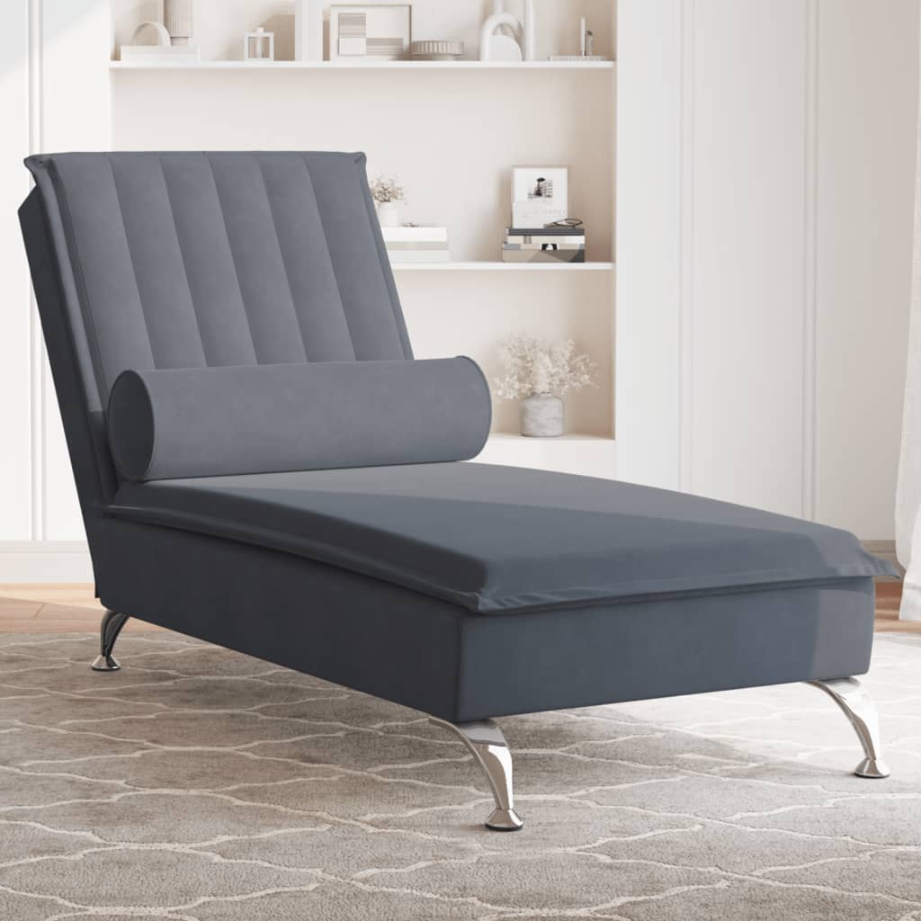 Massage Chaise Lounge with Bolster Blue Velvet