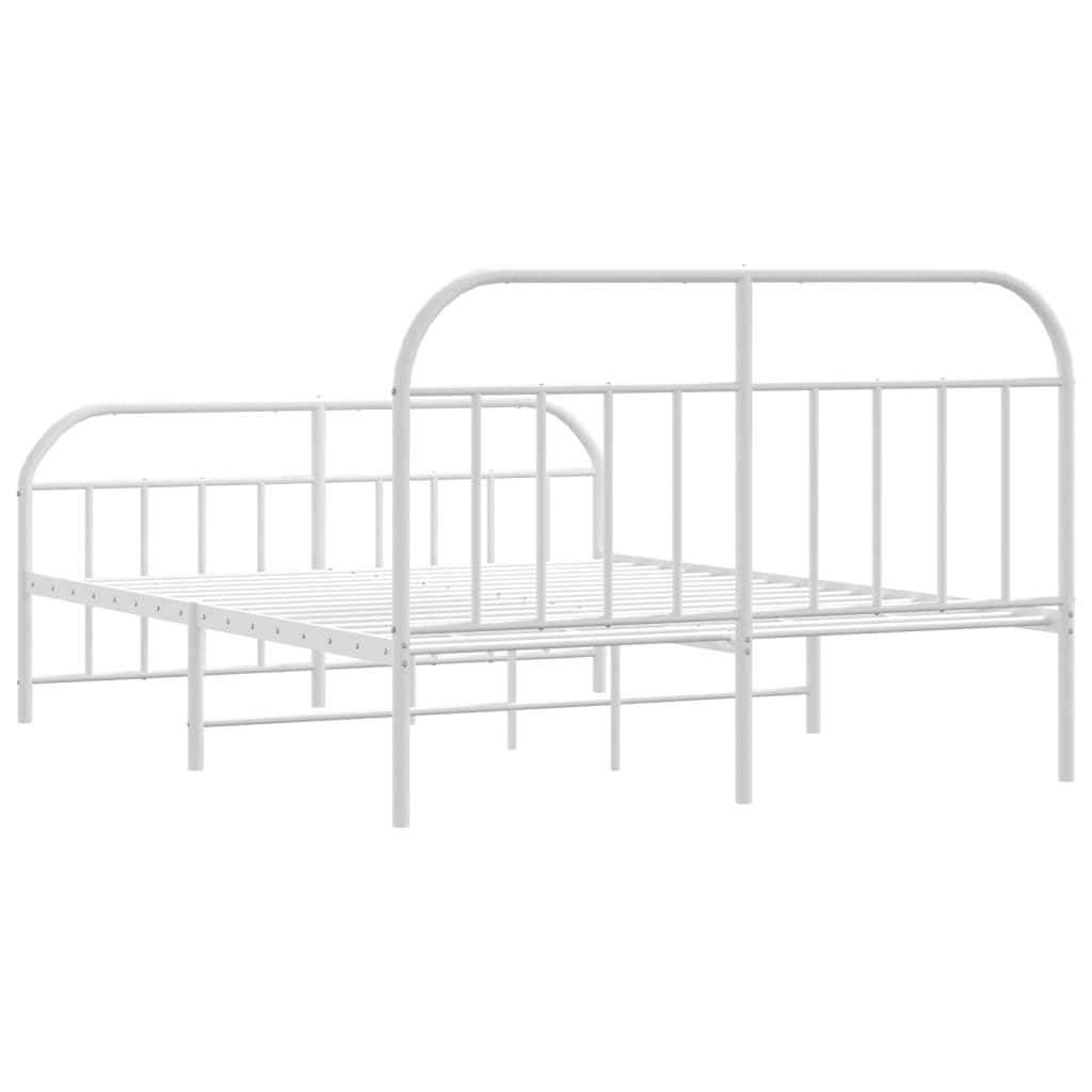 Metal Bed Frame without Mattress with Footboard White 72"x83.9"