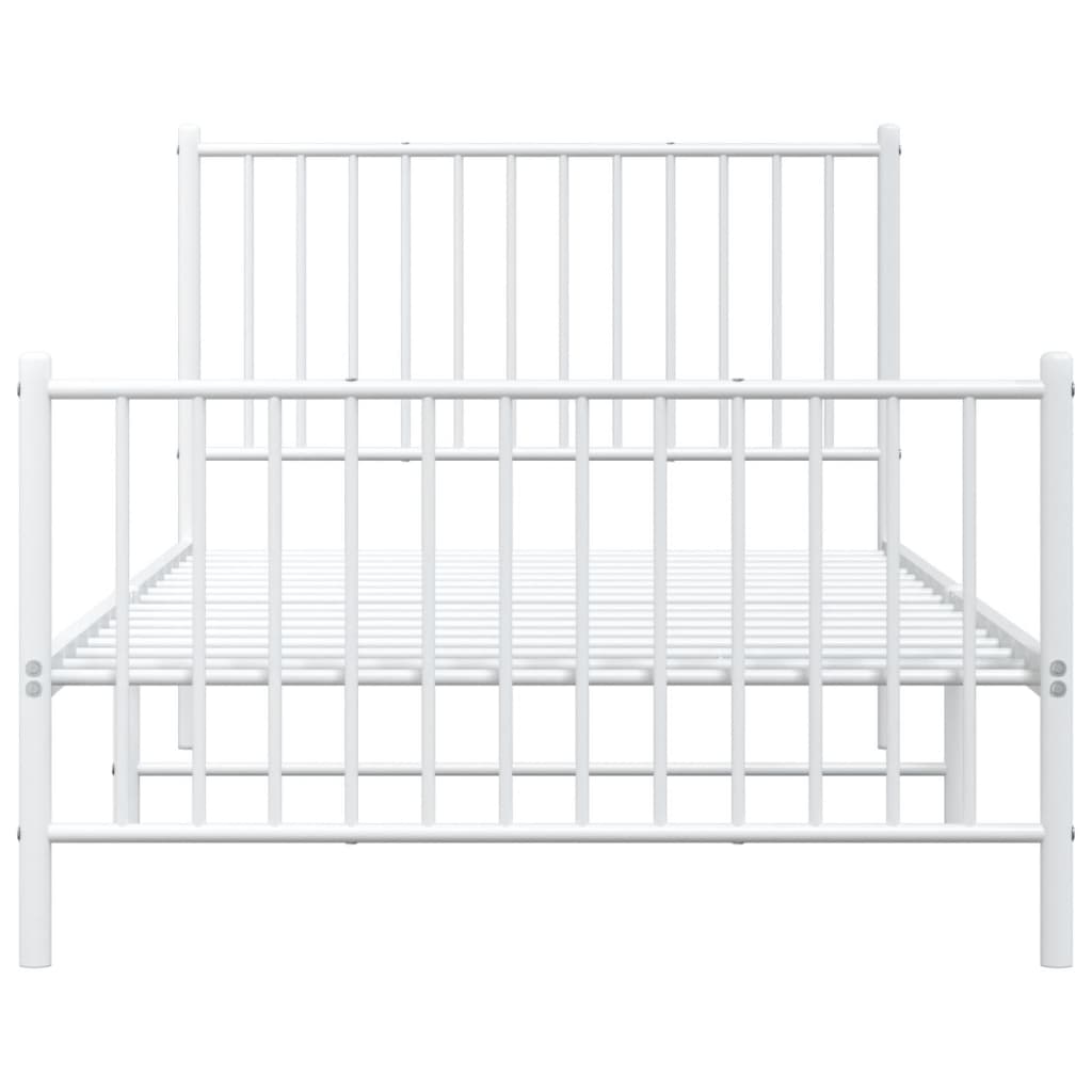 Metal Bed Frame without Mattress with Footboard White 39.4"x78.7"