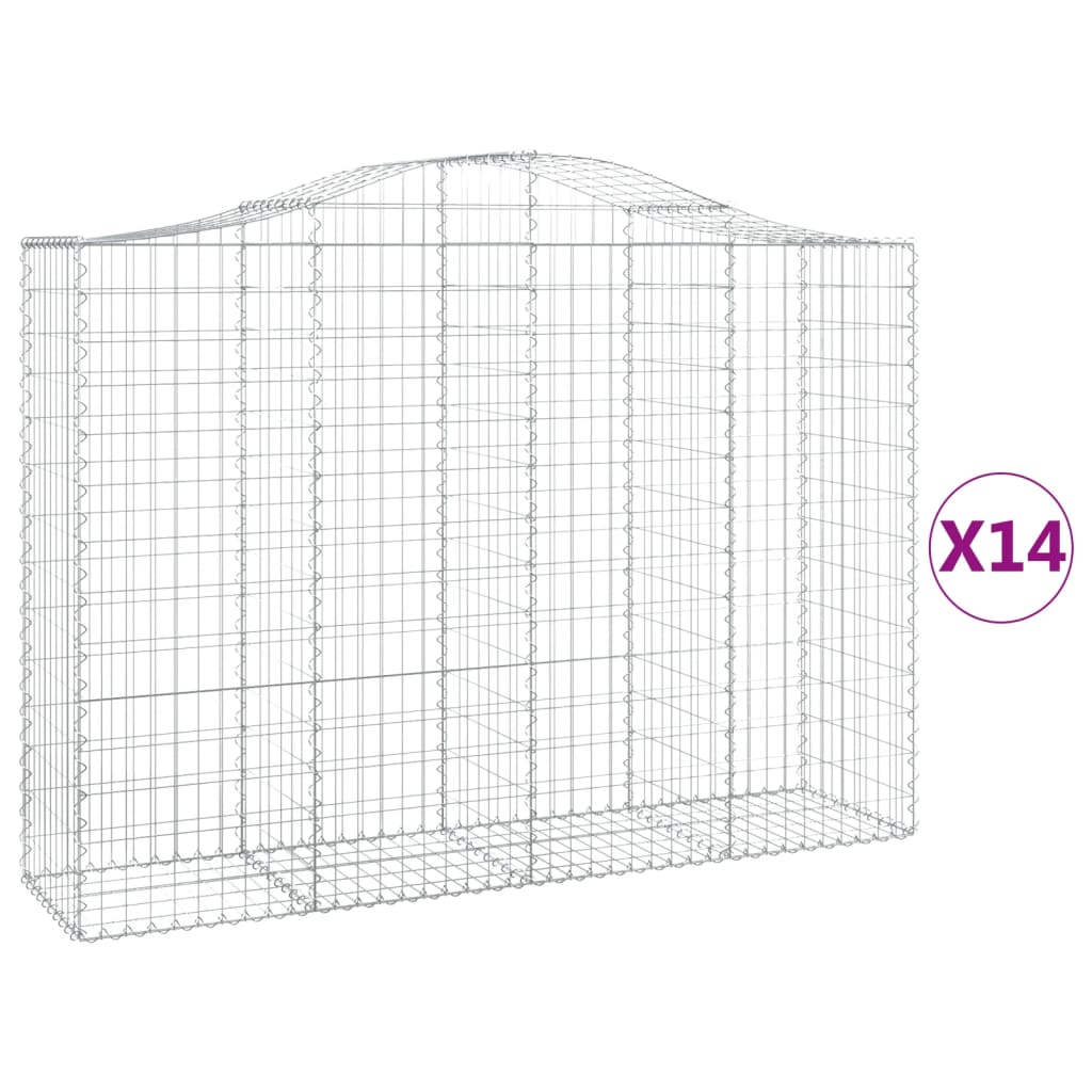 Arched Gabion Baskets 14 pcs 78.7"x19.7"x55.1"/63" Galvanized Iron