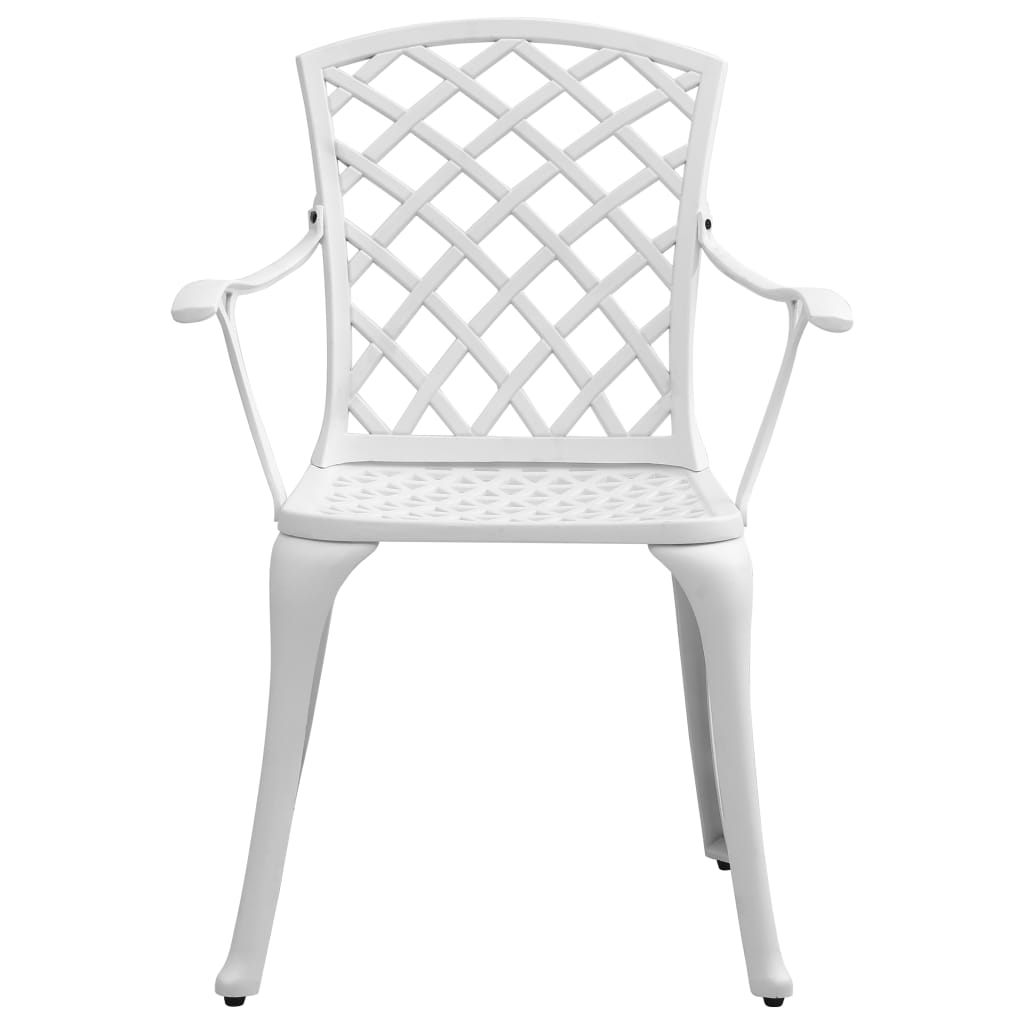 5 Piece Patio Dining Set White Cast Aluminum