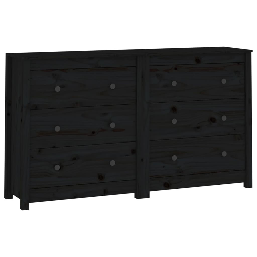 Sideboard Black 55.1"x13.8"x31.5" Solid Wood Pine