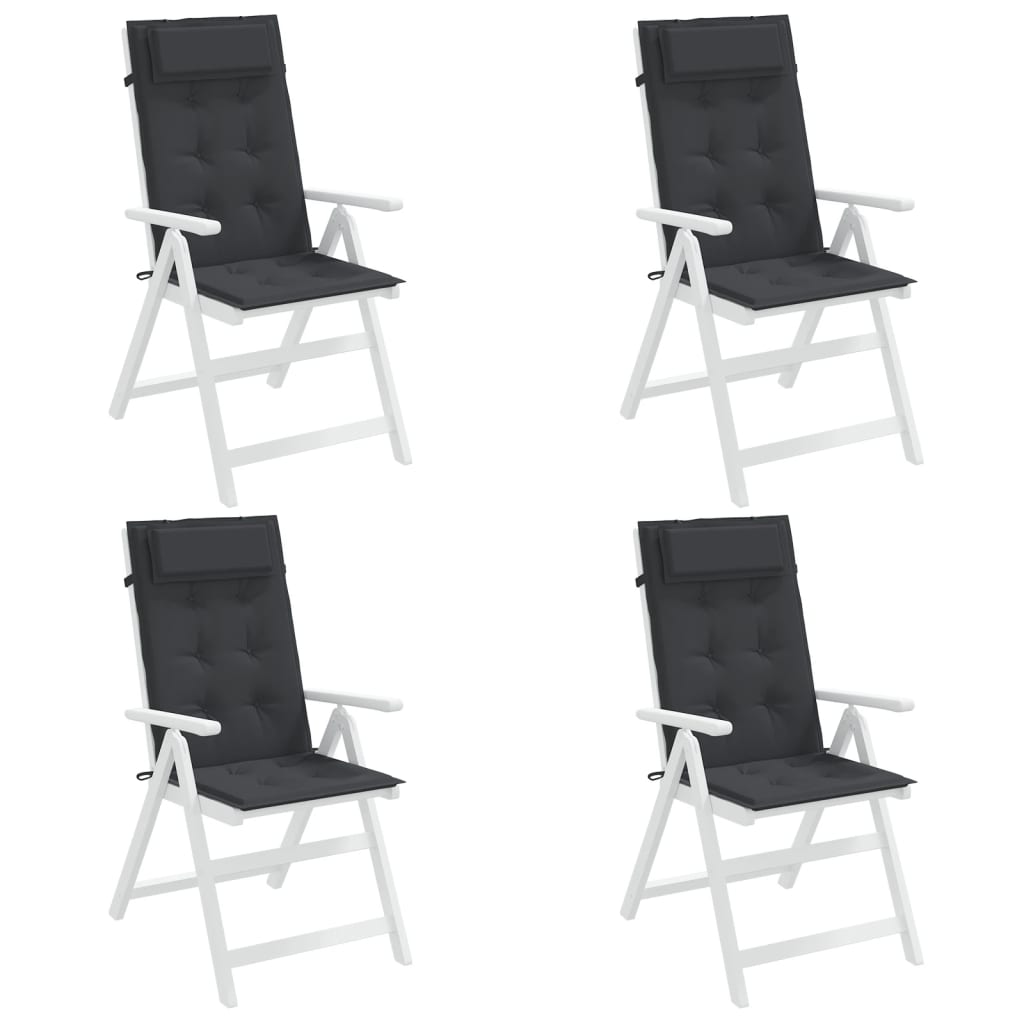 Highback Chair Cushions 4 pcs Black Oxford Fabric