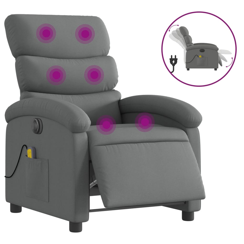 Electric Massage Recliner Chair Dark Gray Fabric