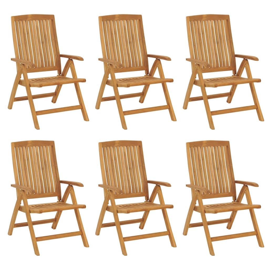 Reclining Patio Chairs with Cushions 6 pcs Solid Wood Teak