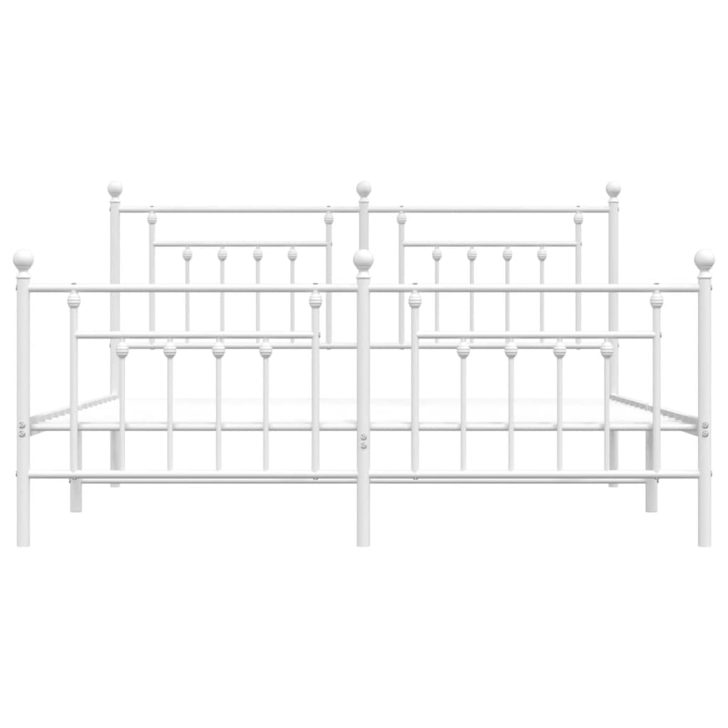 Metal Bed Frame without Mattress with Footboard White 72"x83.9"