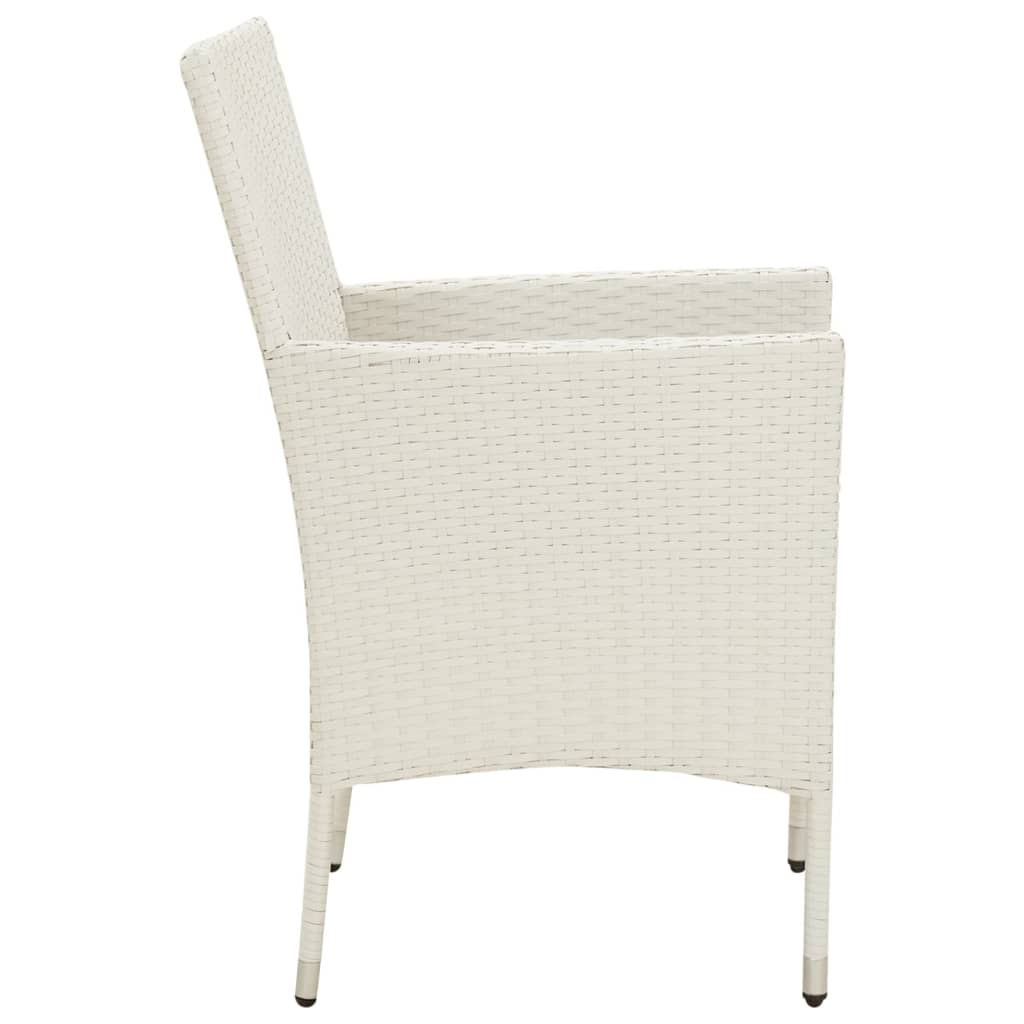 Patio Chairs with Cushions 2 pcs Poly Rattan White