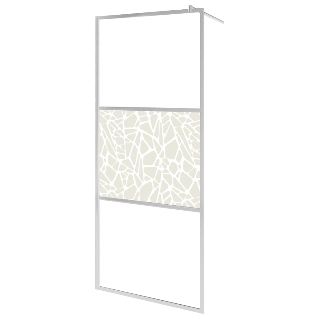 Walk-in Shower Wall ESG Glass with Stone Design 39.4"x76.8"