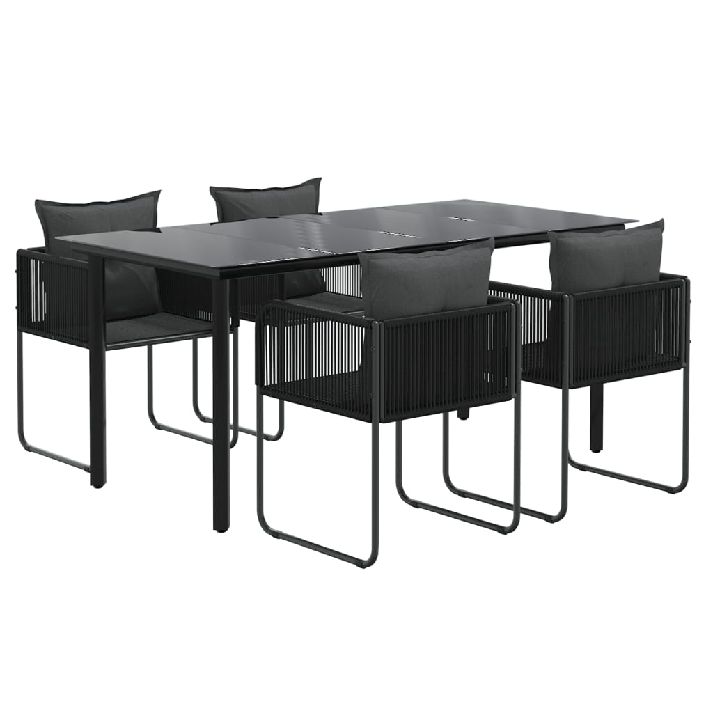 5 Piece Patio Dining Set Black