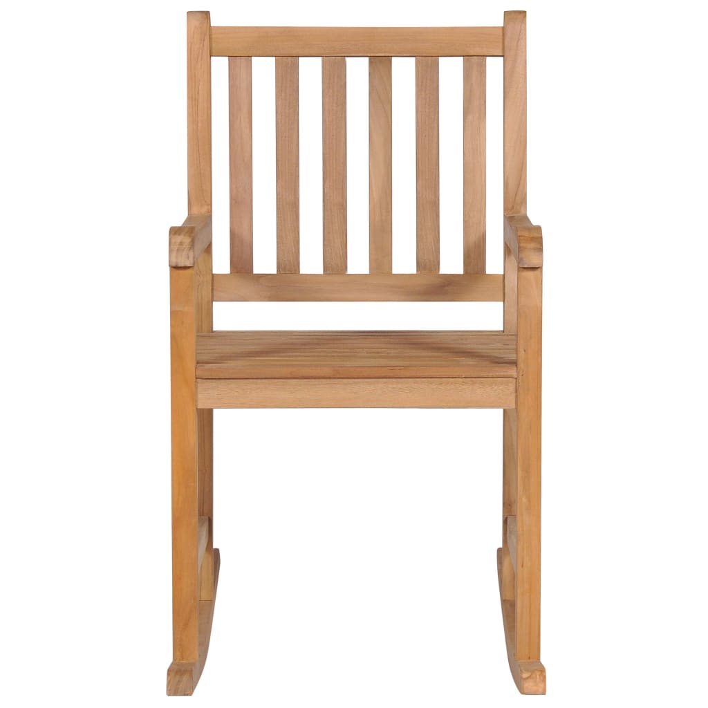 Rocking Chair with Light Blue Cushion Solid Teak Wood