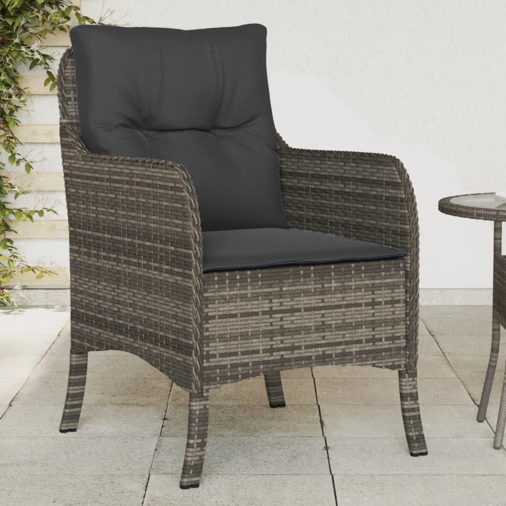 Patio Chairs with Cushions 2 pcs Brown Poly Rattan