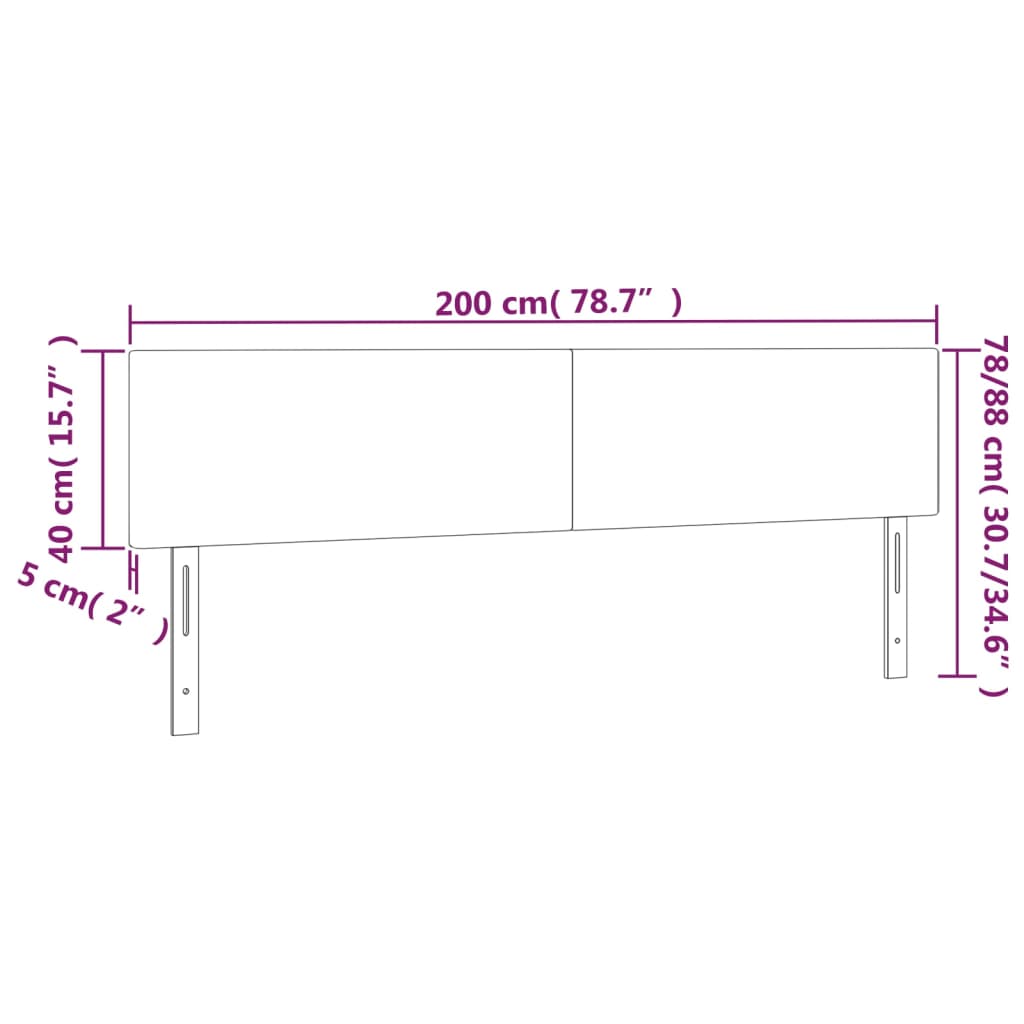 Headboards 2 pcs Light Gray 39.4"x2"x30.7"/34.6" Fabric