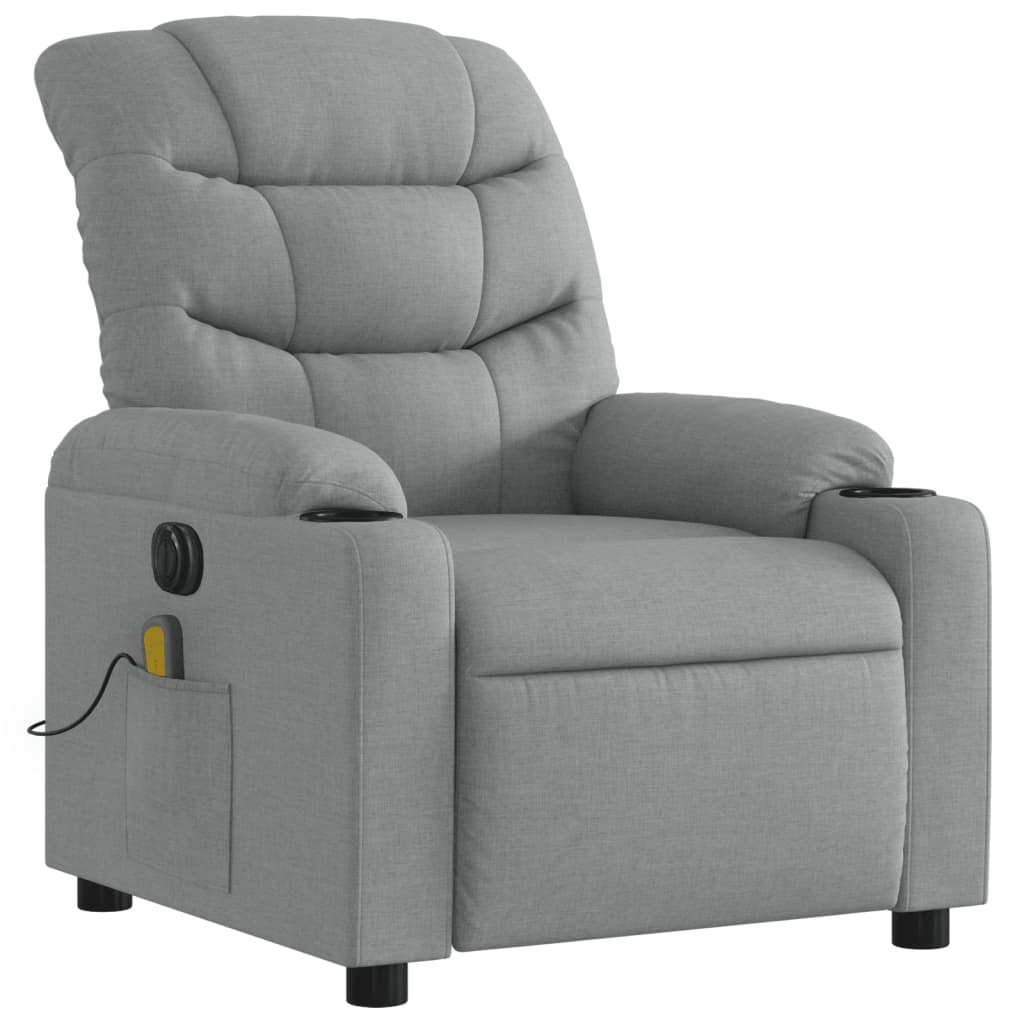 Electric Massage Recliner Chair Light Gray Fabric