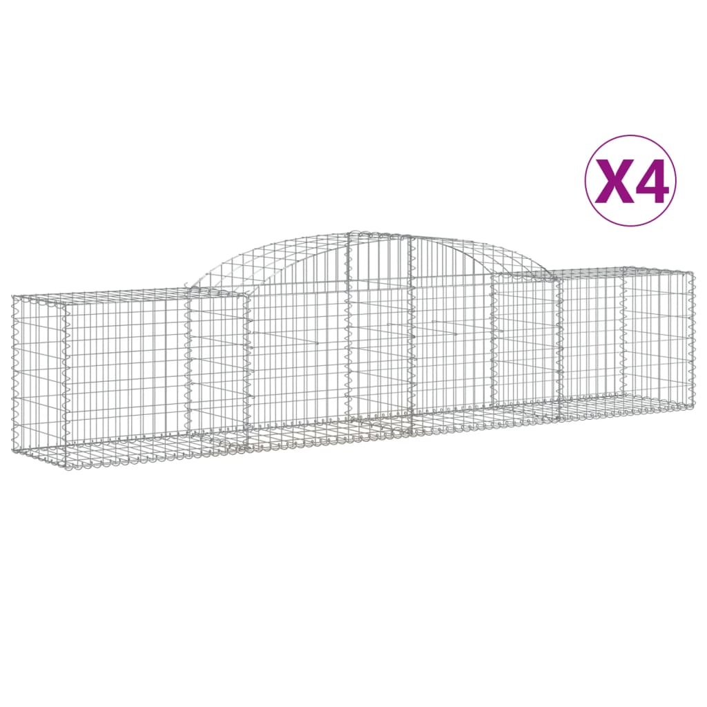 Arched Gabion Baskets 4 pcs 118.1"x19.7"x23.6"/31.5" Galvanized Iron