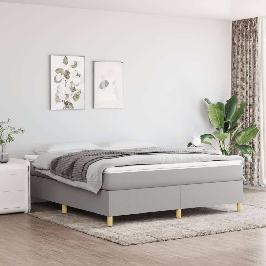 Bed Frame without Mattress Light Gray King Fabric (US Only)