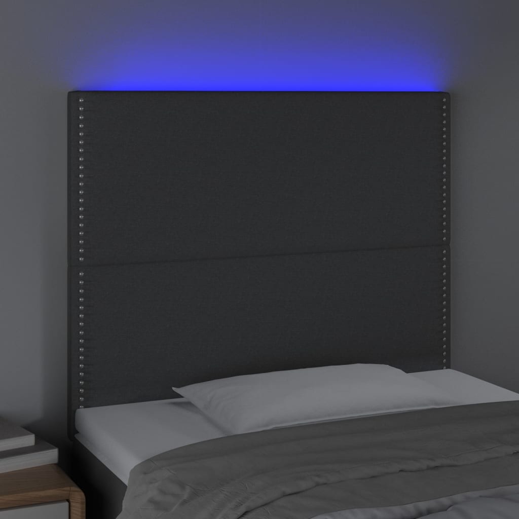 LED Headboard Dark Gray 39.4"x2"x46.5"/50.4" Fabric