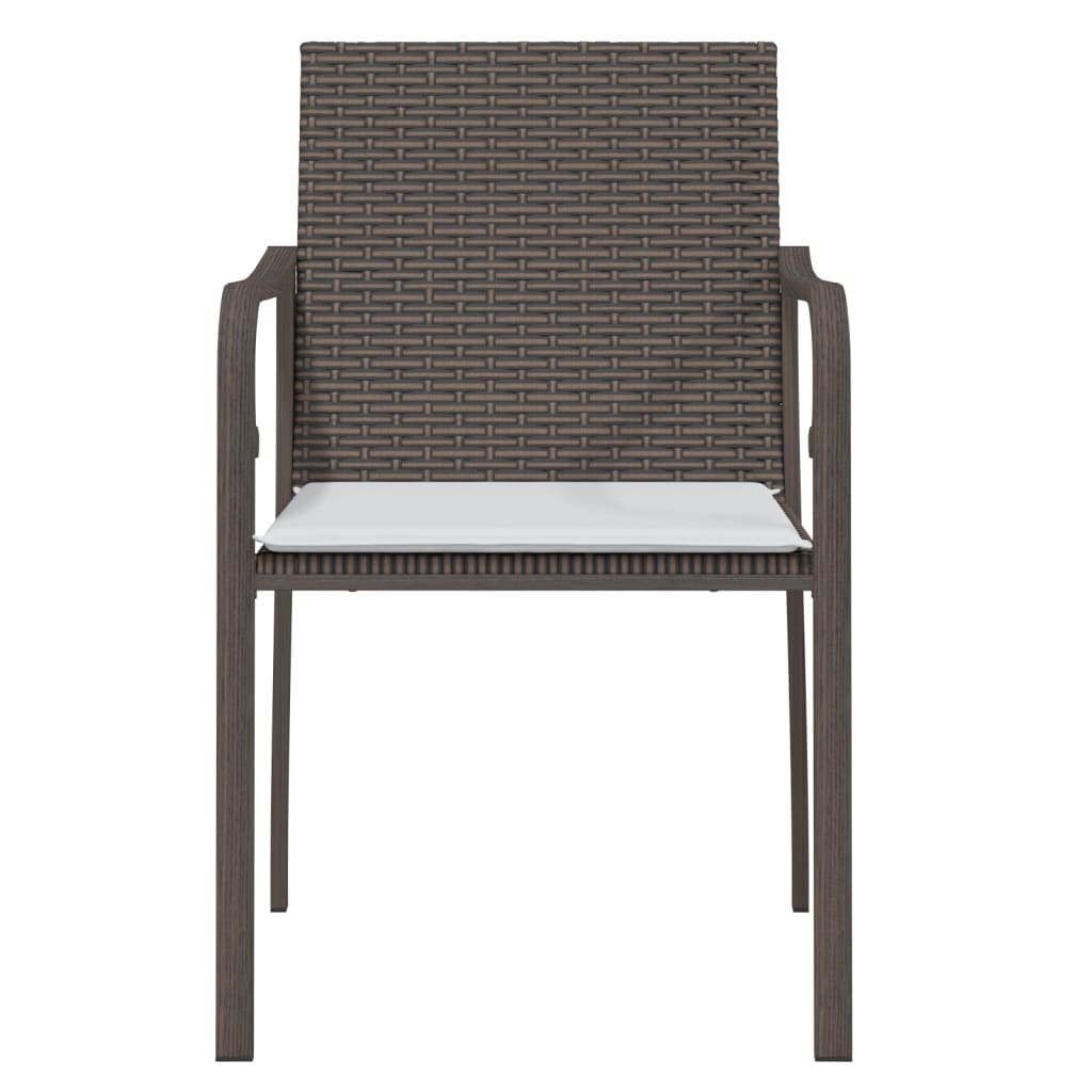 Patio Chairs with Cushions 4 pcs Brown 22"x23.2"x33.1" Poly Rattan