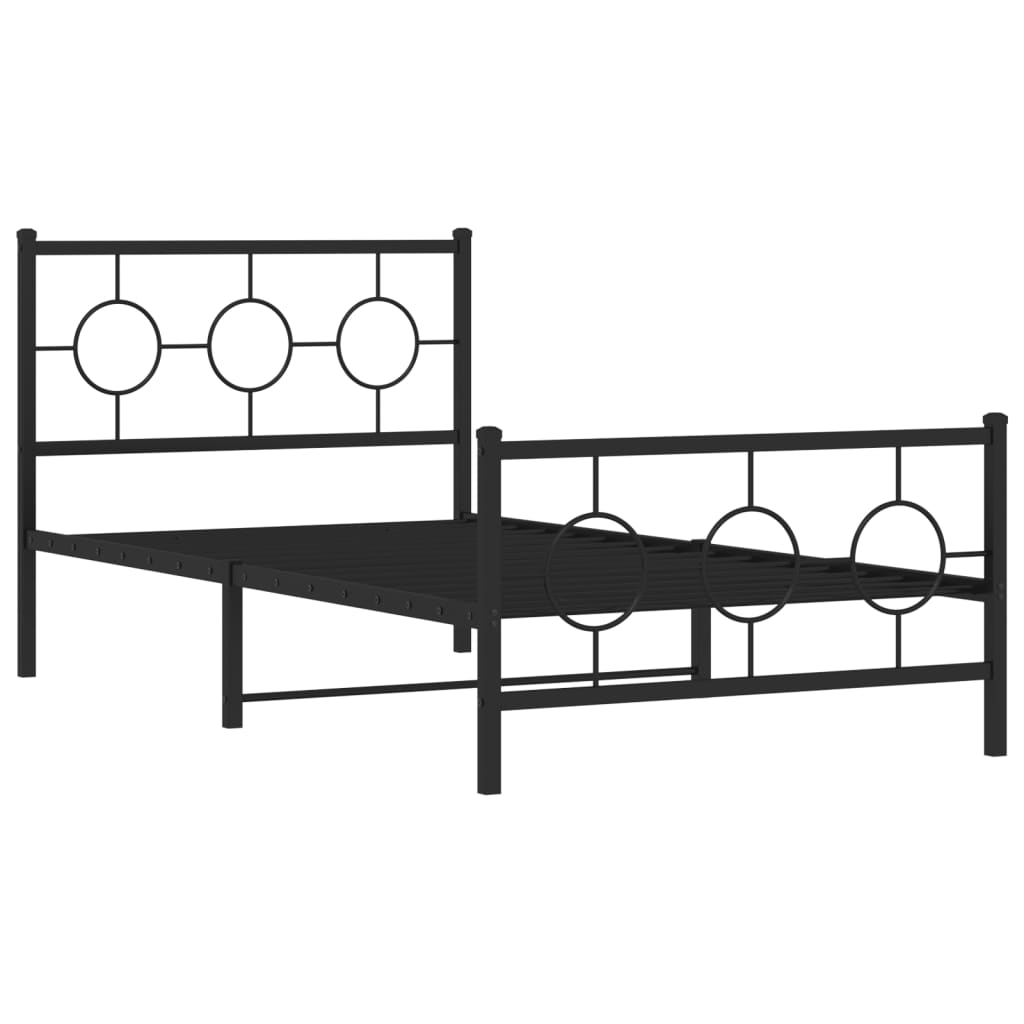 Metal Bed Frame without Mattress with Footboard Black 39.4"x78.7"