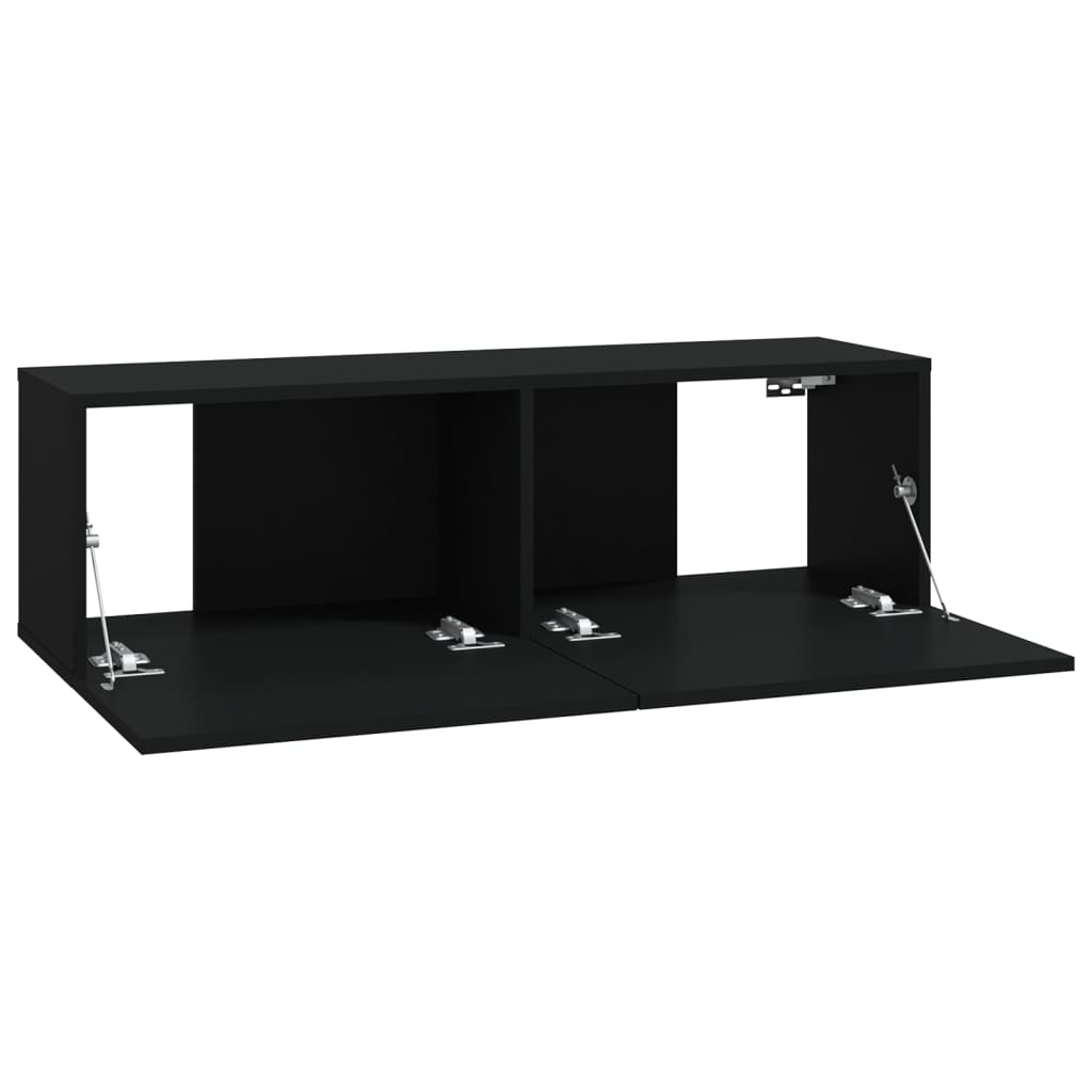 8 Piece TV Stand Set Black Engineered Wood