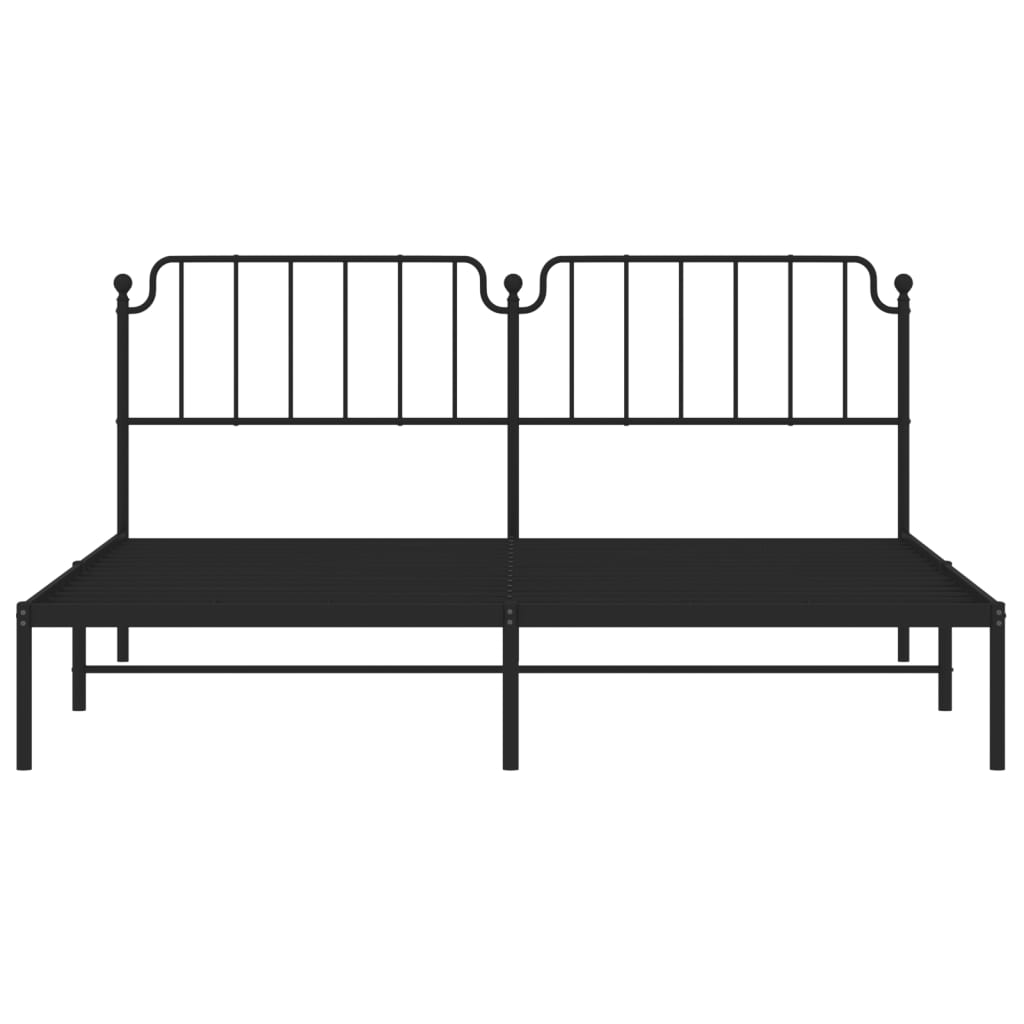 Metal Bed Frame without Mattress with Headboard Black 76"x79.9"