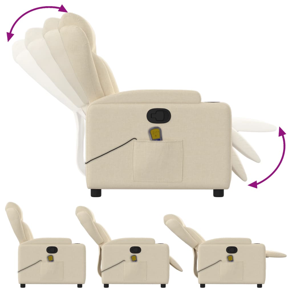 Massage Recliner Chair Cream Fabric