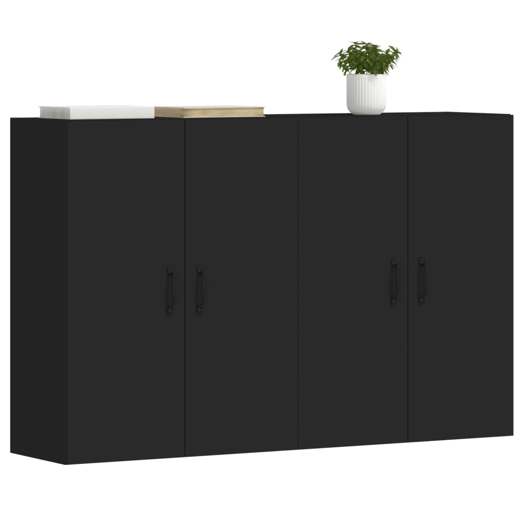 Wall Mounted Cabinets 2 pcs Black Engineered Wood