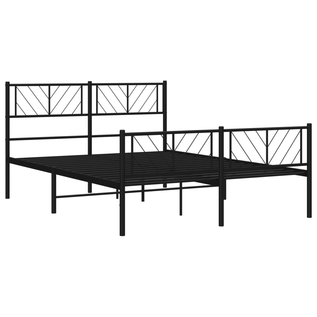 Metal Bed Frame without Mattress with Footboard Black 59.1"x78.7"