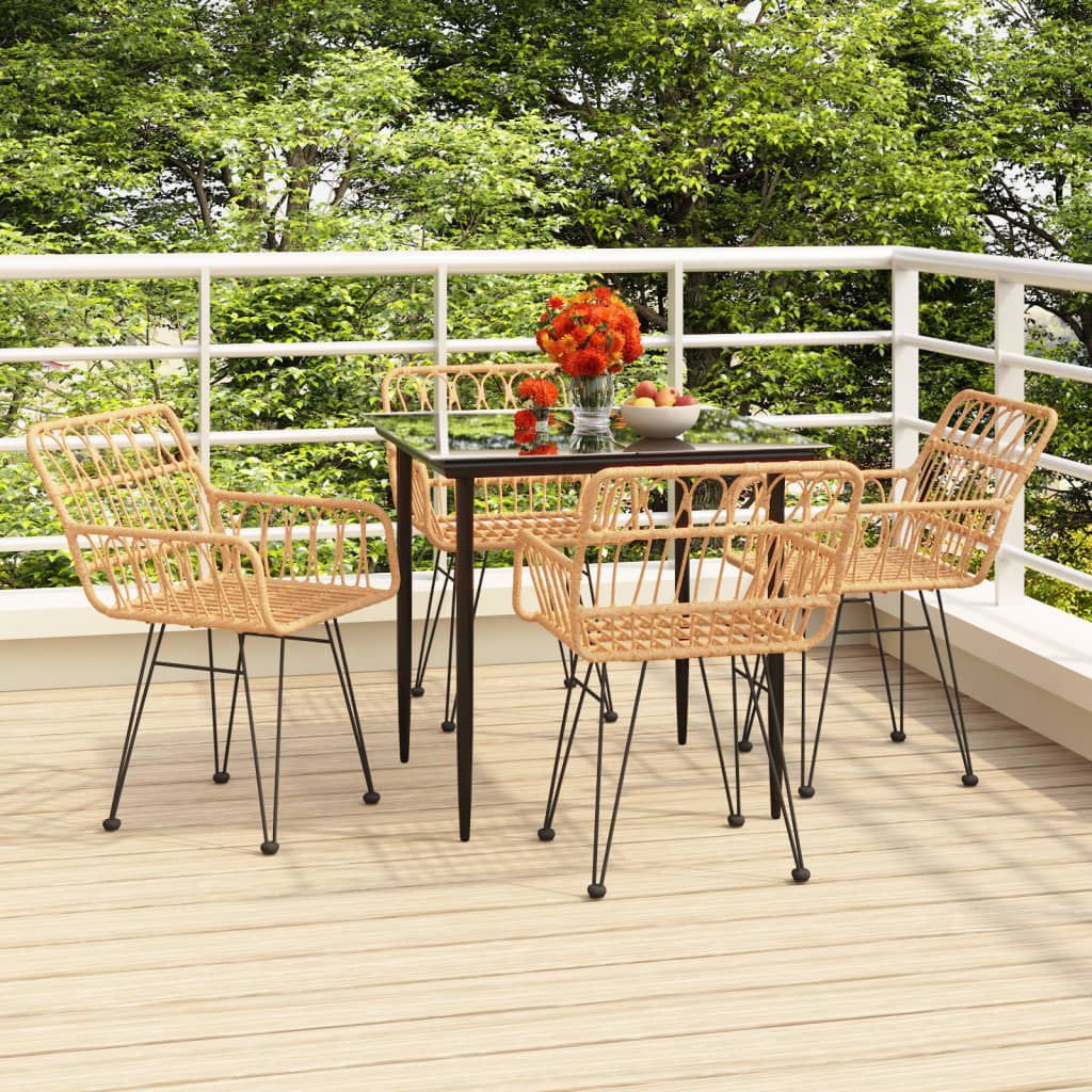 5 Piece Patio Dining Set Poly Rattan