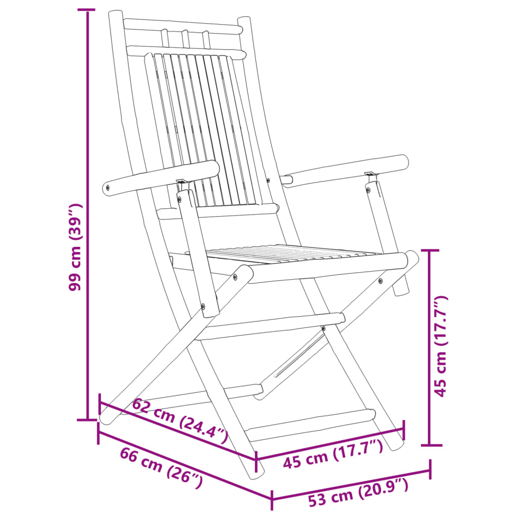 Folding Patio Chairs 6 pcs 20.9"x26"x39" Bamboo