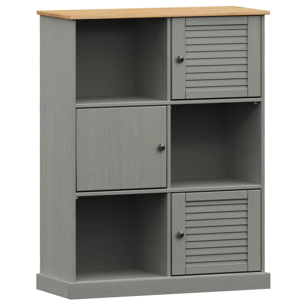 Bookcase VIGO Gray 35.4"x13.8"x45.1" Solid Wood Pine