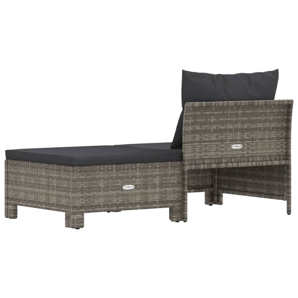 2 Piece Patio Lounge Set with Cushions Gray Poly Rattan