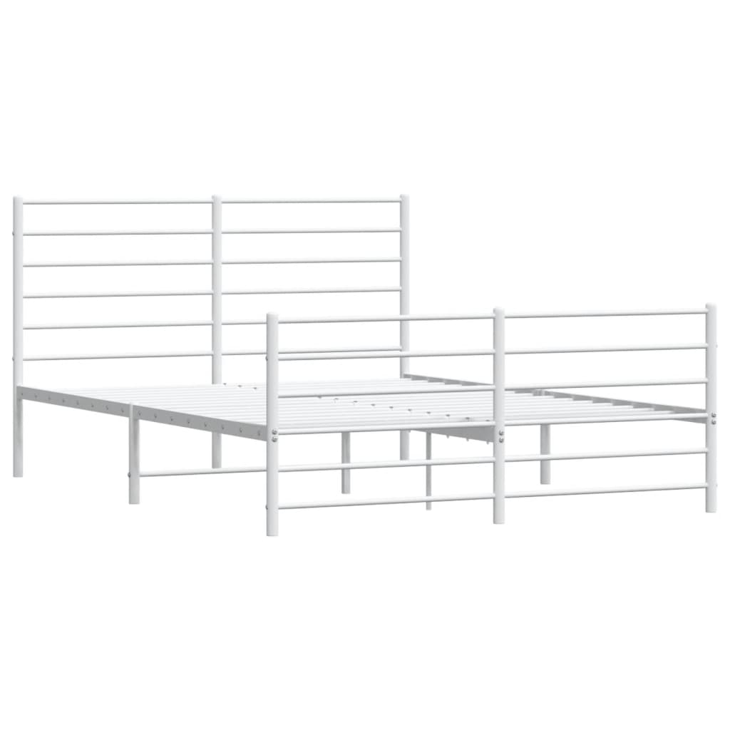 Metal Bed Frame without Mattress with Footboard White 59.1"x78.7"