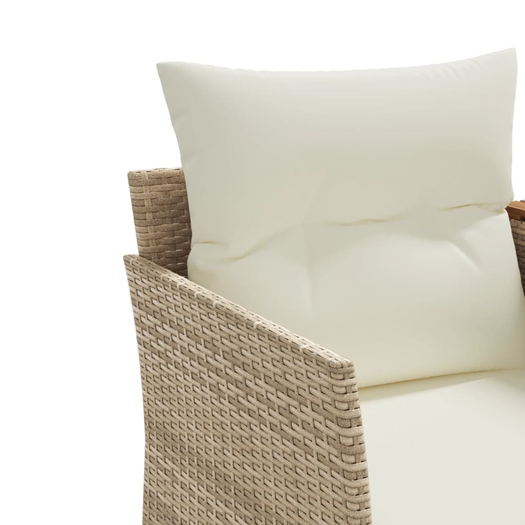 Patio Sofa 2-Seater with Stools Beige Poly Rattan