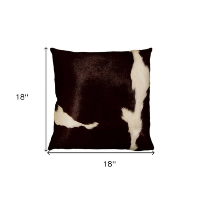 18" Chocolate Cowhide Throw Pillow