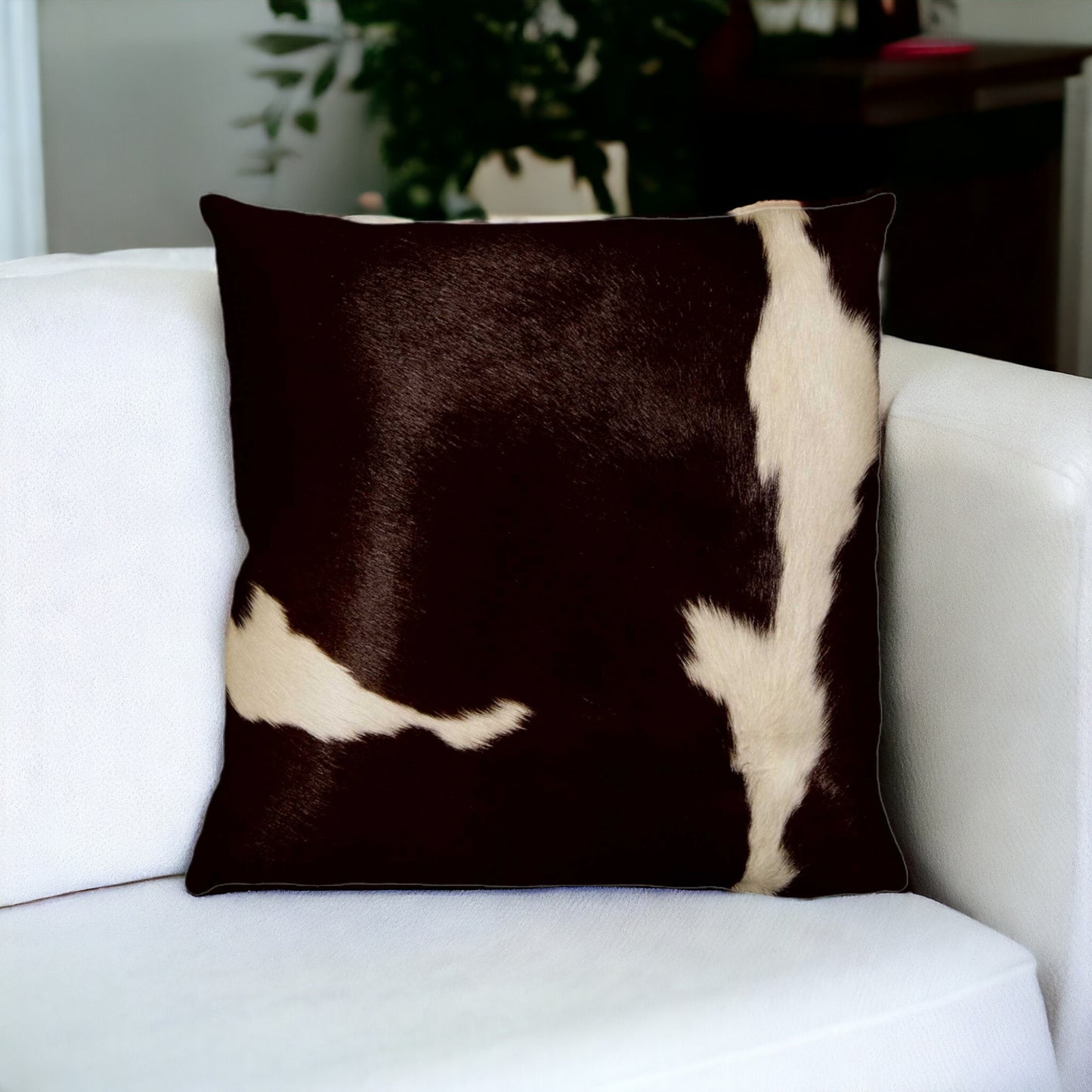 18" Chocolate Cowhide Throw Pillow