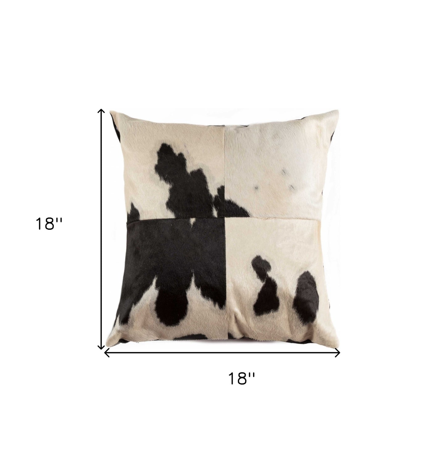 18" Black and White Cowhide Throw Pillow