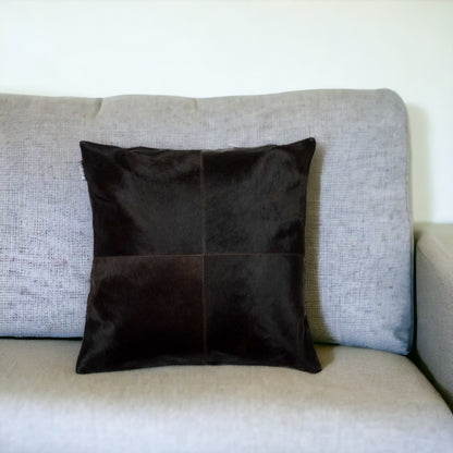 18" Black and White Cowhide Throw Pillow