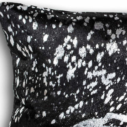 12" X 20" Black and Silver Cowhide Throw Pillow