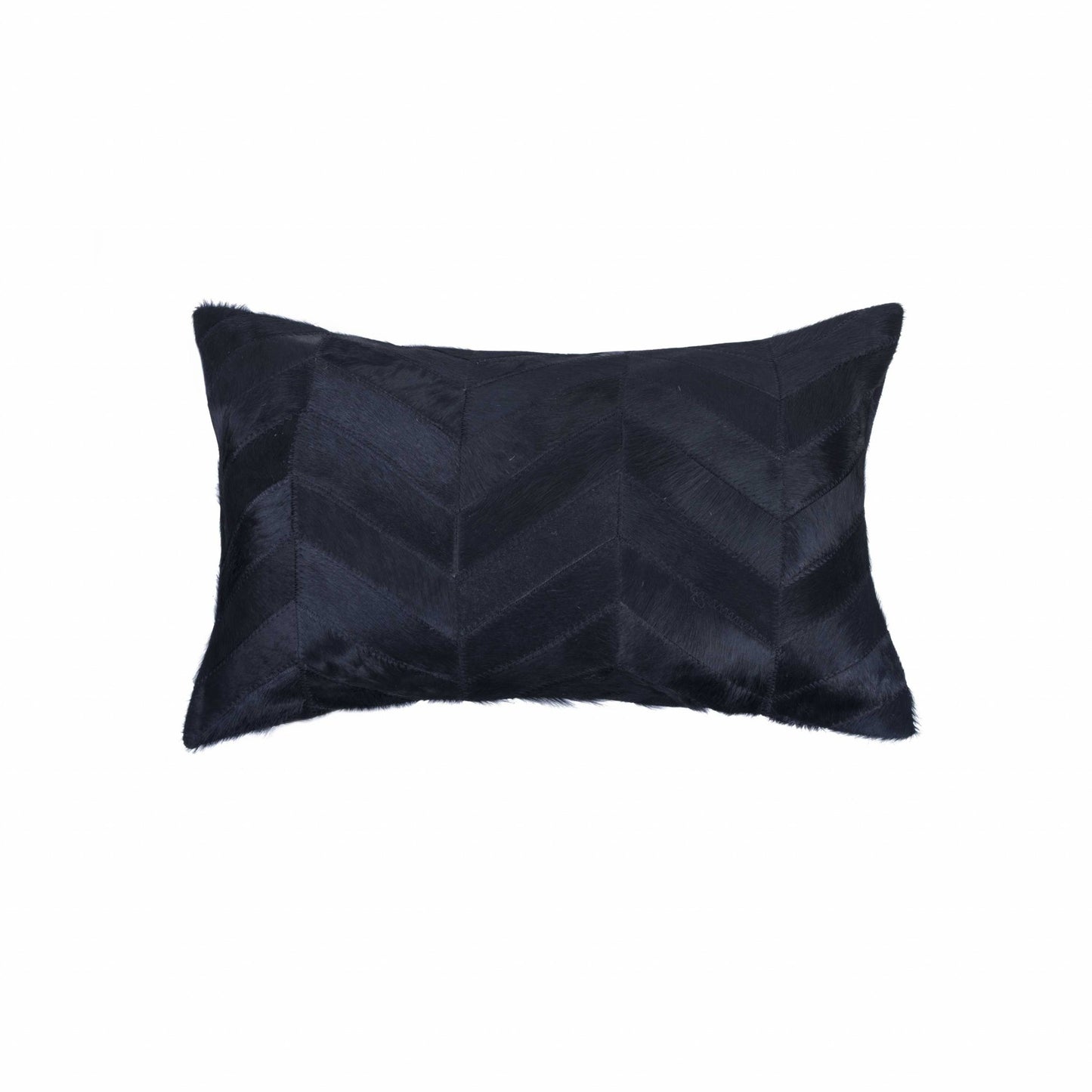 12" X 20" Black Cowhide Throw Pillow