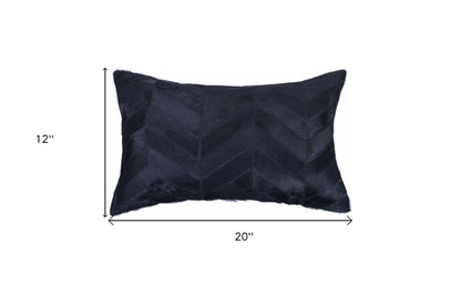 12" X 20" Black Cowhide Throw Pillow