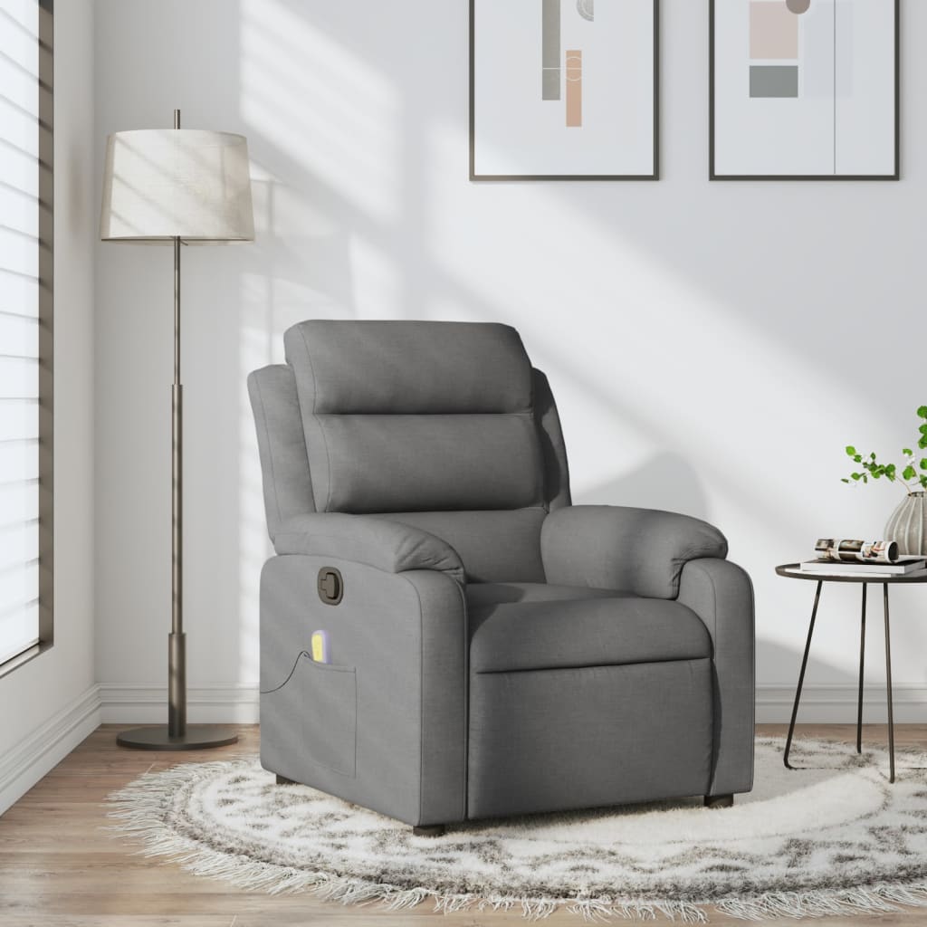 Massage Recliner Chair Dark Gray Fabric