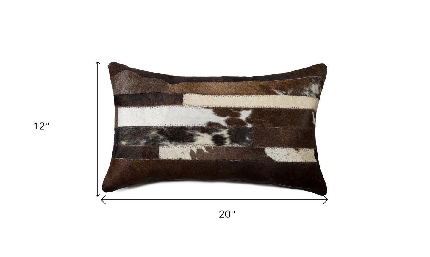 12 X 20 Black And White Cowhide Throw Pillow